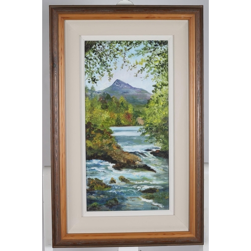 305 - EILEEN CURRAN 
Ballinahinch Lough Connemara
Oil on canvas board
Signed lower right
50cm (h) x 24cm (... 