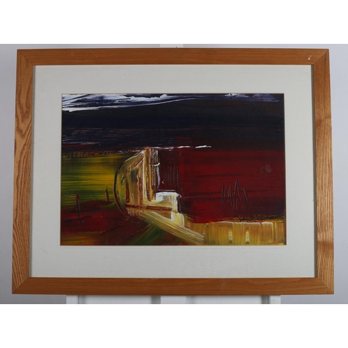 760 - MARIA PHELAN 
Featherbed Road
Mixed medium on board 
Signed lower right 
35cm (h) x 52cm (w)