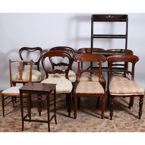 693 - A COLLECTION OF EIGHT MAHOGANY CHAIRS to include seven dining room chairs, some 19th century example... 