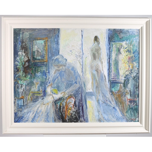 136 - CAMPBELL Interior Scene with dress maker and model
Oil on board
Signed lower left
89cm (h) x 119cm (... 