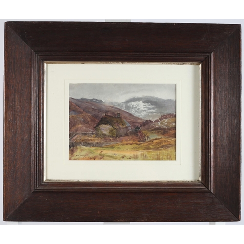 139 - BINGHAM MCGUINNESS (R.H.A. 1849-1928)
Mountain Scene with Cottage
Watercolour
Signed lower left 
18c... 