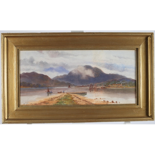 142 - WILLIAM GLOVER (R.S.W. 1848 - 1916)
Mountain Riverscape with Sailing Boats and Figures
Watercolour
S... 