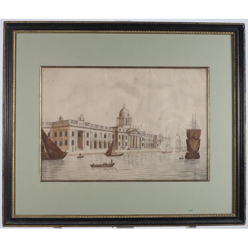 153 - Customs House and River Liffey with Sailing Boats and Figures
Mixed media on board
Signed lower left... 