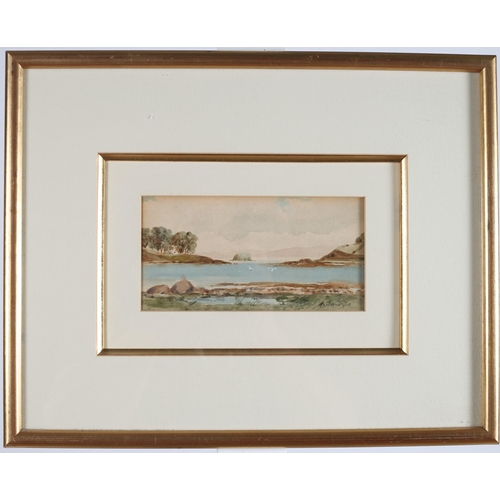 155 - ROWLAND HILL (1915-1979)
Lake Scene with Gulls
Watercolour 
Signed lower right 
10cm (h) x 19cm (w)