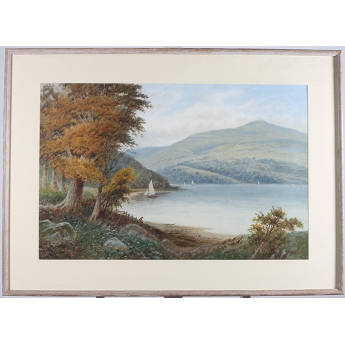 160 - JOSEPH WILLIAM CAREY (1859-1973)
Mountain Lake Scene with Sailing Boats
Watercolour
Signed lower lef... 