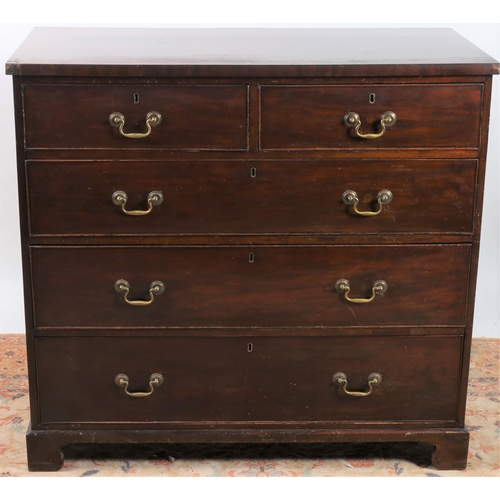 182 - A GEORGIAN MAHOGANY CHEST of rectangular outline the shaped top above two short and three long gradu... 