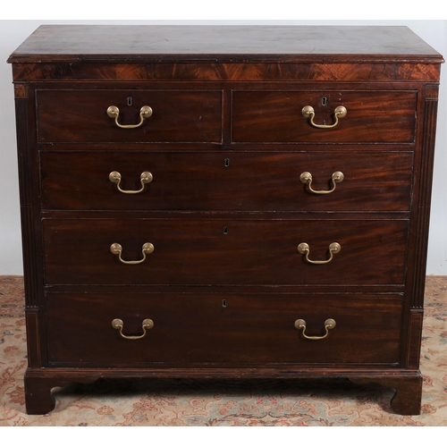 198 - A GEORGIAN MAHOGANY CHEST of rectangular outline the shaped top above two short and three long gradu... 