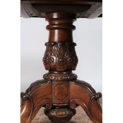 240 - A 19TH CENTURY BURR WALNUT CROSSBANDED POD TABLE of oval outline the shaped top with central inlaid ... 