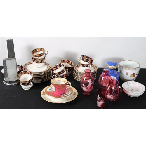 284 - A MISCELLANEOUS COLLECTION to include four pieces of ruby glass, a thirty three piece standard china... 