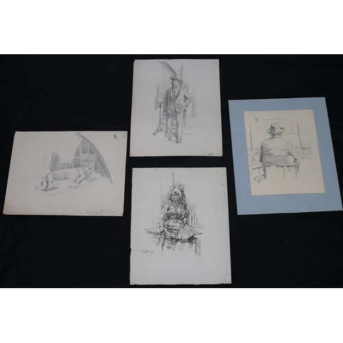 324 - MAINIE JELLETT 
Four pencil drawings
Three signed 
1. 32cm (h) x 26cm (w) 
2. 32cm (h) x 25cm (w)
3.... 