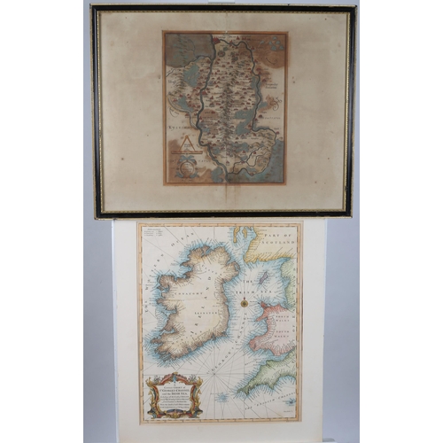 340 - A 19TH CENTURY HAND COLOURED MAP of Co. Kilkenny together with three unframed maps of Ireland, five ... 