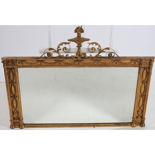 354 - AN ADAM DESIGN GILTWOOD AND GESSO OVERMANTLE MIRROR the rectangular bevelled glass plate within a mo... 