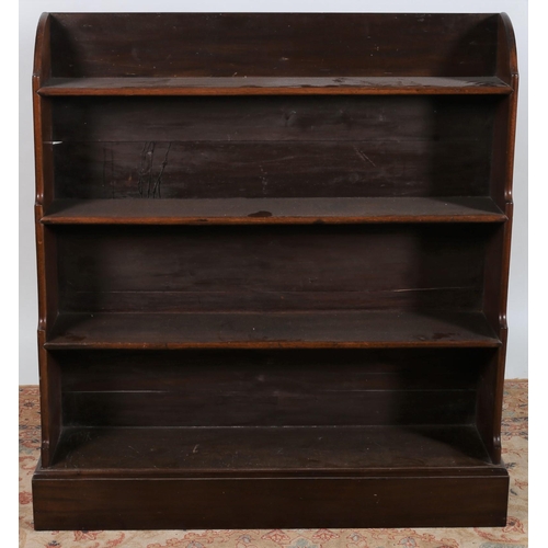 429 - A 19TH CENTURY MAHOGANY FOUR TIER GRADUATED OPEN FRONT BOOKSHELF on platform support
118cm (h) x 107... 