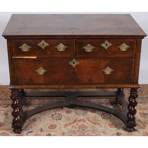 441 - A 19TH CENTURY WILLIAM AND MARY DESIGN WALNUT AND HERRINGBONE INLAID CHEST of rectangular outline th... 