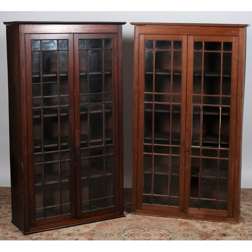 456 - A PAIR OF GEORGIAN MAHOGANY BOOKCASE TOPS each with a moulded top above a pair of astragal glazed do... 