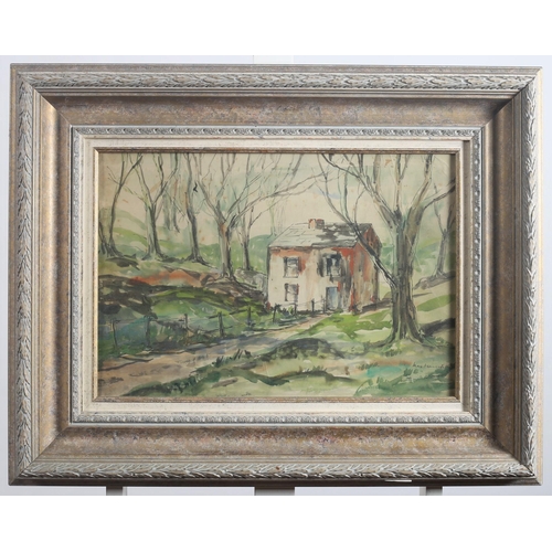 482 - MAX MACCABE
Country House
Watercolour
Signed lower right
Bears label verso 
36cm (h) x 51cm (w)