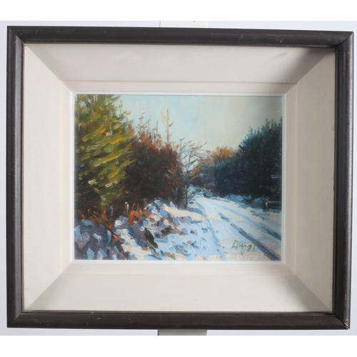 483 - FERGAL FLANAGAN (1948)
Winter Landscape Wicklow,
Oil on canvas board
Signed lower right 
21cm (h) x ... 