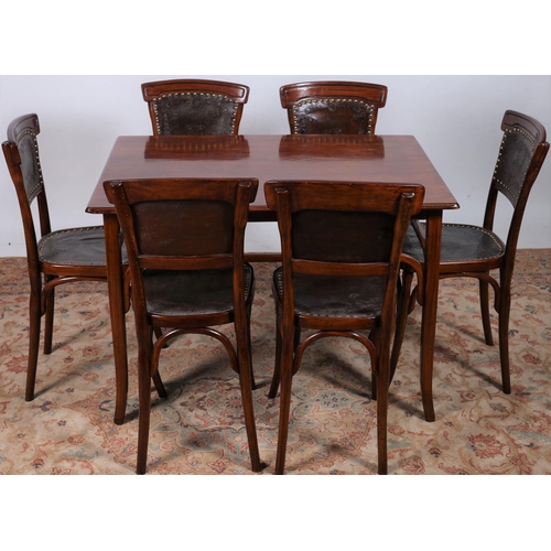 488 - A FIVE PIECE JACOB AND JOSEPH KOHN WIEN BENTWOOD BREAKFAST SUITE comprising four chairs each with a ... 