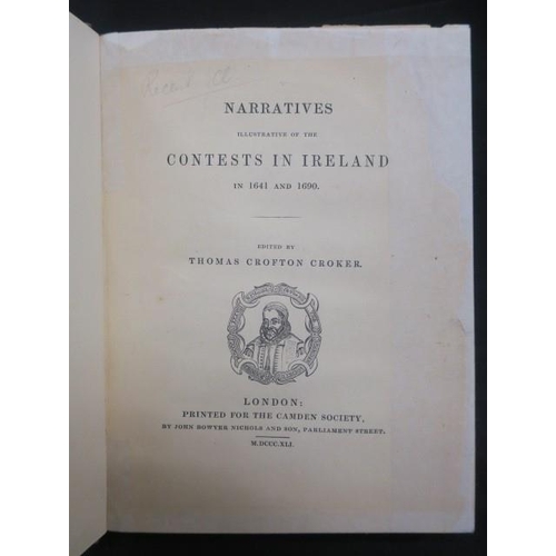 610 - RESEARCHES IN THE SOUTH OF IRELAND T. CROFTON CROKER together with Contests of Ireland (2)