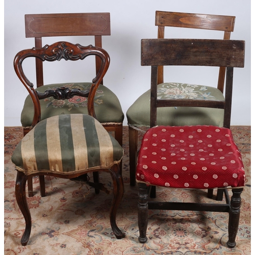 624 - FOUR 19TH CENTURY DINING CHAIRS each with an upholstered seat (4)