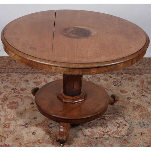 637 - A VICTORIAN MAHOGANY POD TABLE the circular moulded top above a faceted column on platform base with... 