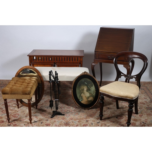 643 - A MISCELLANEOUS COLLECTION to include a vintage mahogany slope front bureau, a Victorian design maho... 