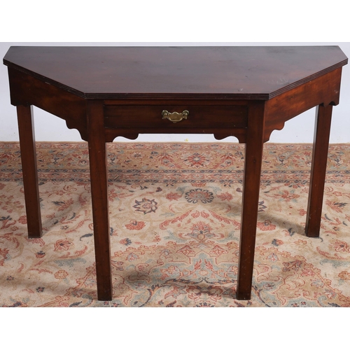 83 - A 19TH CENTURY MAHOGANY SIDE TABLE the shaped top with reeded rim above a frieze drawer on square mo... 