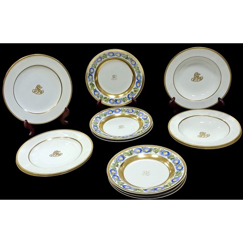 812 - SEVEN ART NOUVEAU STYLE KPM PORCELAIN PLATES German late 19th to early 20th century each with a flor... 