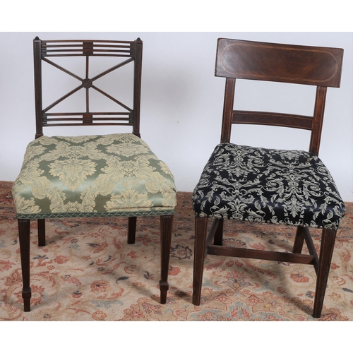 737 - TWO 19TH CENTURY MAHOGANY SIDE CHAIRS each with an upholstered seat on moulded legs