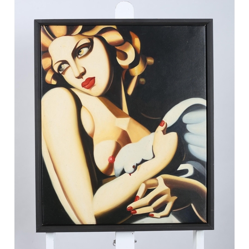 526 - AN ART DECO PORTRAIT of a female after LAMPICA An Oleograph 62cm (h) x 51cm (w)