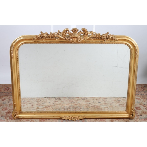 539 - A CONTINENTAL GILT FRAME MIRROR the rectangular bevelled glass plate within a moulded frame with pie... 