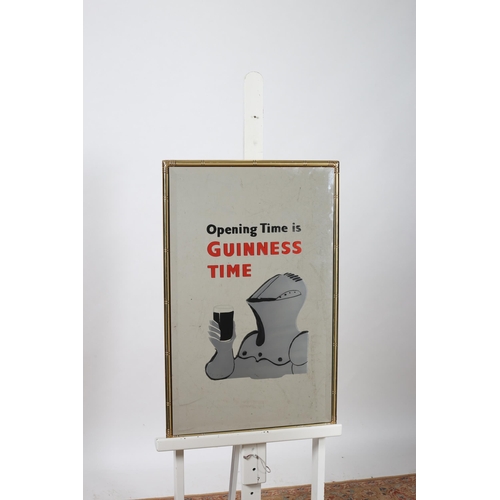 710 - AN ADVERTISEMENT MIRROR inscribed 'Opening Time is Guinness Time' in brass frame
86cm (h) x 55cm (w)