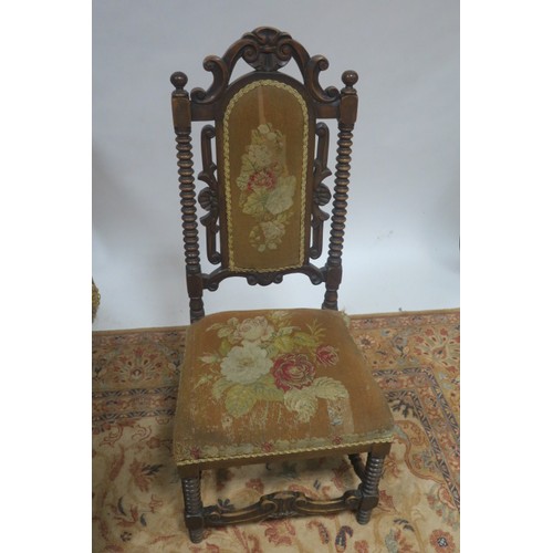 834 - A VICTORIAN MAHOGANY NEEDLEWORK UPHOLSTERED CHAIR