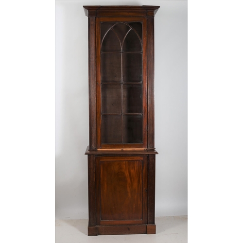 58 - A 19TH CENTURY MAHOGANY LIBRARY BOOKCASE the moulded cornice above an astragal glazed door containin... 