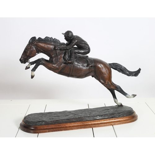 108 - CAROLINE WALLACE, 20TH CENTURY
A cast bronze figure modelled as Istabraq with Charlie Swan up
Signed... 