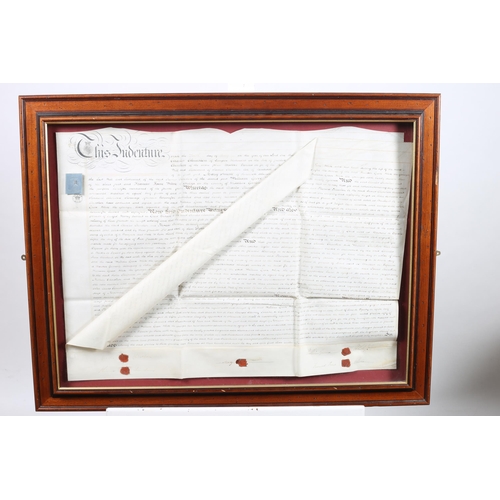 766 - A FRAMED INDENTURE
59cm (h) x 79cm (w) together with A FRAMED INDENTURE 
59cm (h) x 74cm (w)