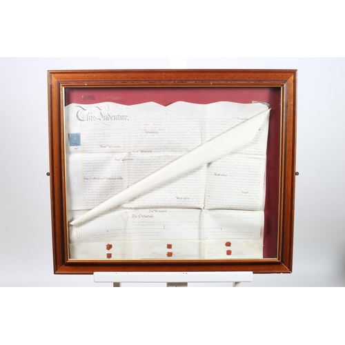 767 - A FRAMED INDENTURE 
59cm (h) x 74cm (w)