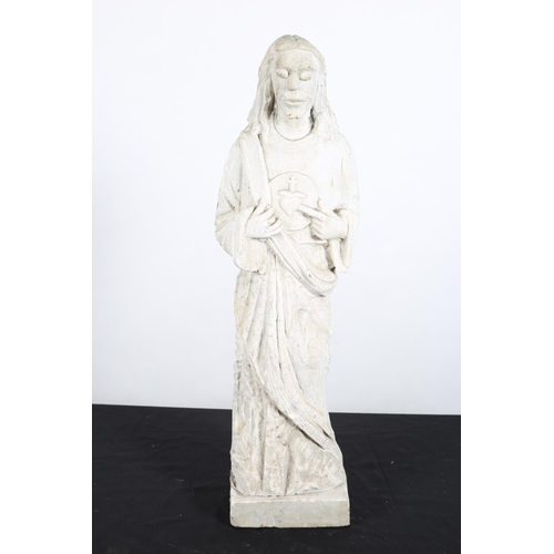 124 - A CARVED STONE FIGURE modelled as Christ 
76cm (h)