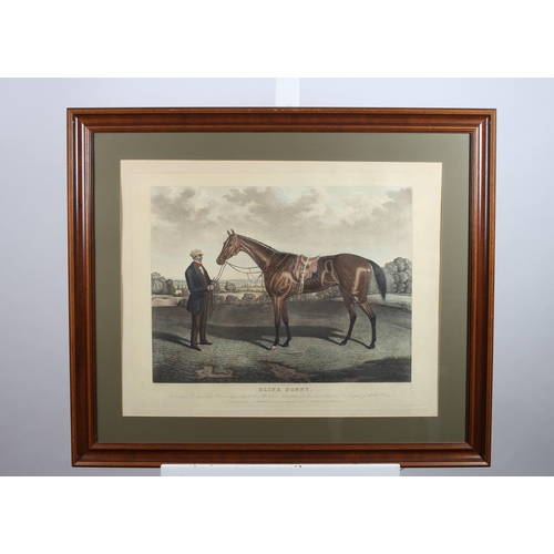 155 - A COLOURED PRINT
Blink Bonny Winner of the Derby and Oaks Stakes at Epsom 1857 
Bred in 1854 by Melb... 