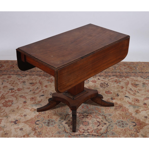 233 - A 19TH CENTURY MAHOGANY DROP LEAF TABLE of rectangular outline the hinged leaves with frieze drawer ... 