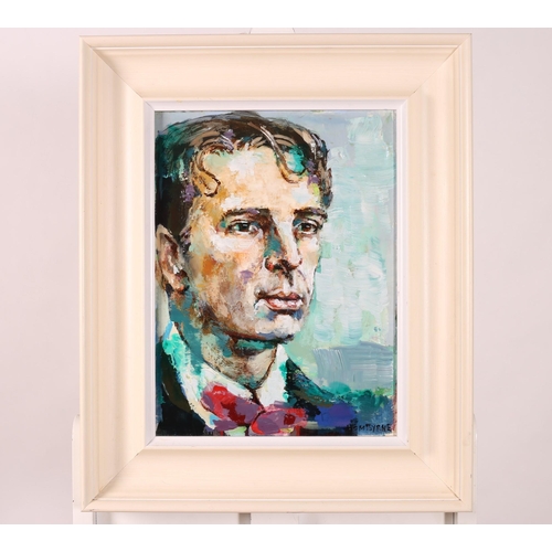 327 - TOM BYRNE
Portrait of W.B. Yeats 
Oil on canvas
Signed lower right 
Signed and inscribed verso 
39cm... 