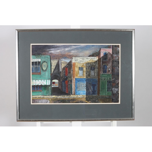 335 - P. HANNON
Study of Shop Fronts
Mixed media on paper laid on board
Signed lower left
36cm (h) x 53cm ... 