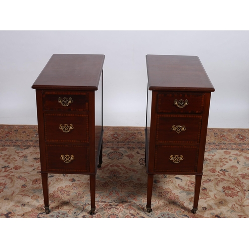 68 - A PAIR OF EDWARDIAN MAHOGANY AND SATINWOOD CROSSBANDED CHESTS each of rectangular outline the shaped... 