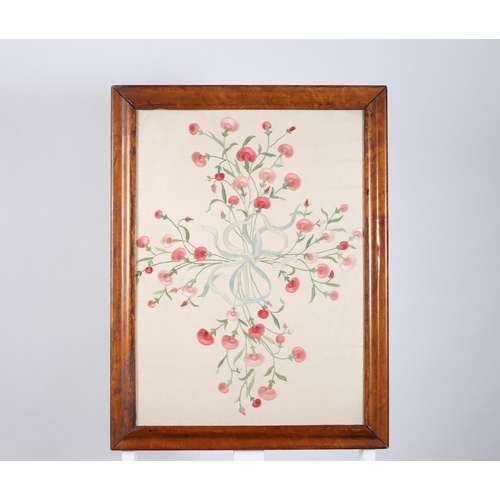 748 - A MISCELLANEOUS COLLECTION to include a needlework panel in maple frame, two coloured prints archite... 