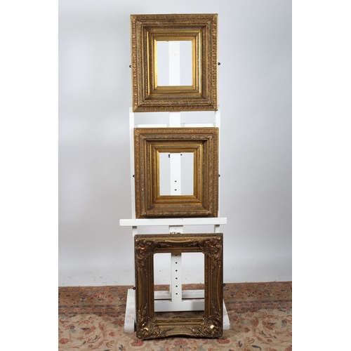 811 - A PAIR OF GILT FRAMES 
Each 25cm (h) x 20cm (w) 
together with a gilt frame 
40cm (h) x 30cm (w) (3)