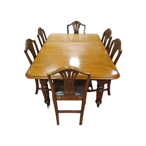 75 - A SEVEN PIECE MAHOGANY DINING ROOM SUITE comprising a William IV mahogany telescopic dining table of... 