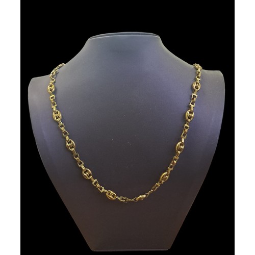 502 - A 9CT GOLD ANCHOR LION NECKLACE 72cm (29 gm)