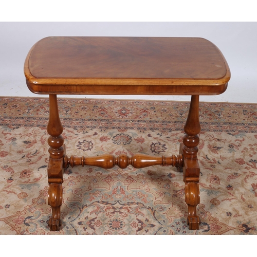 99 - A 19TH CENTURY MAHOGANY OCCASIONAL TABLE of rectangular bowed outline the shaped top raised on balus... 