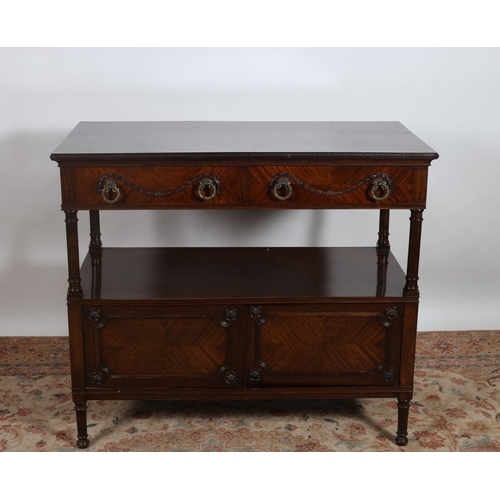 184 - A VERY FINE HEPPLEWHITE DESIGN MAHOGANY FIFTEEN PIECE DINING ROOM SUITE comprising twelve dining cha... 