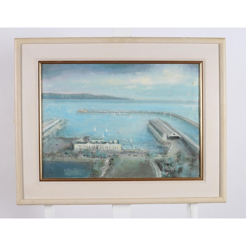 472 - PETER PEARSON 
The Royal Saint George Yacht Club Dun Laoghaire
Oil on canvas board
Signed lower righ... 